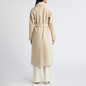 New Fashion <b>Women's</b> Long Woven <b>Wool</b> Trench <b>Coat</b> V-neck <b>Belted</b> Solid Color Breathable Warm Winter Overcoat Outerwear - Product Image 3