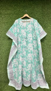 Robe Kaftan en Coton Imprimé Floral pour Femme, Tunique Bohème, Cache-maillot de Plage, Tenue de Vacances d'Été, Style Indien - Product Image 6