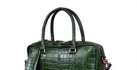Sac d'ordinateur portable pour les voyages d'affaires, imprimé crocodile, cuir véritable, vert, fait main, imperméable, personnalisable, sacoche