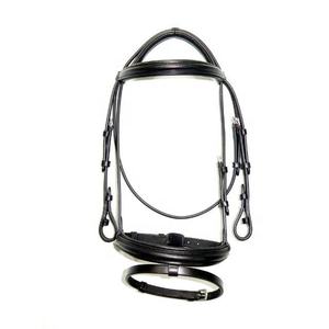 Bridon en cuir noir avec nezier rembourré réglable pour l'équitation anglaise - Product Image 1