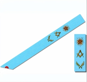 Master Sash French Groussier Rite - Cuadrado, Compás, Acacia y Estrella Moire, bordado a mano con hilo de oro. - Product Image 1