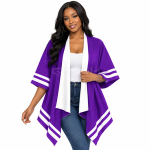 Cardigan à manches chauve-souris violet Cosh International Sorority Sisterhood pour femme, poncho décontracté à col ouvert de couleur unie - Product Image 3