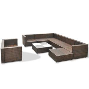 Juego de 10 Muebles de Patio Modulares Grandes de Ratán PE Marrón, Juego de Muebles Modulares Duraderos para Exteriores - Product Image 5