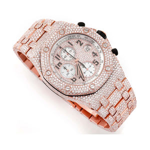 Montre Moissanite Iced Out VVS Diamant Hip Hop Cadran Premium Acier Inoxydable Quartz Homme Bracelet 20mm Verre Minéral - Product Image 3