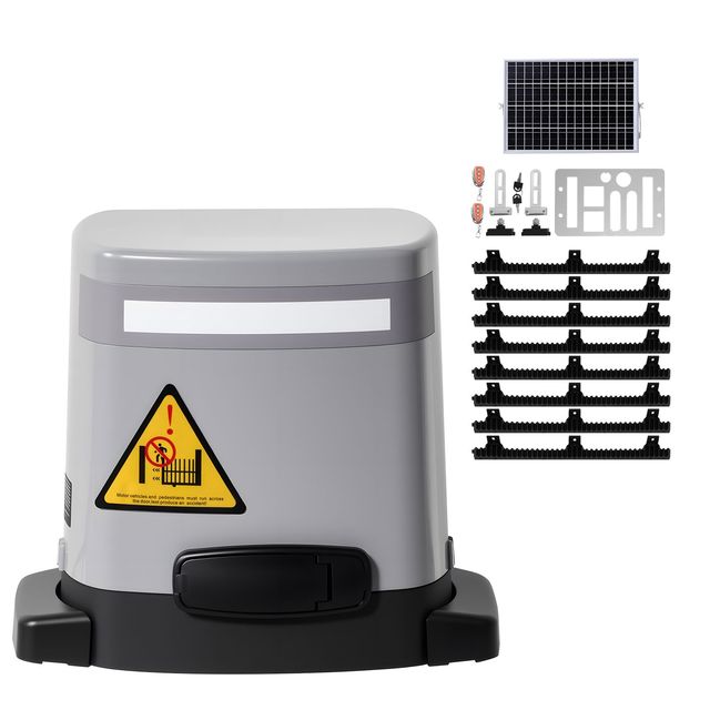 280W Electric Solar Sliding Gate Opener for Doors up to 65.6ft 1799lbs Gear Track Rolling Fence Door Motor Aluminum Material