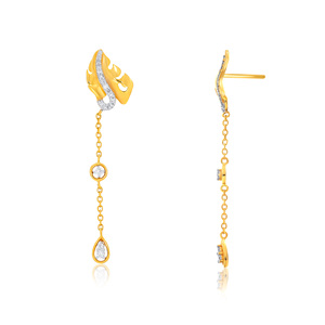 18K yellow gold <b>earrings</b> Marquise teardrop <b>dangle</b> <b>earrings</b> Lab grown <b>diamond</b> <b>earrings</b> Geometric luxury fine jewelry - Product Image 3