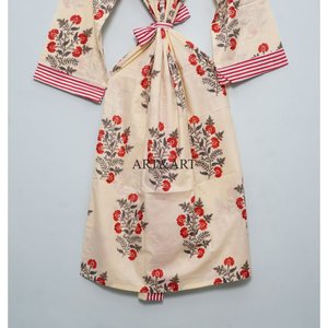 <b>Women's</b> Cotton <b>Kimono</b> Handmade Floral Printed Japanese Style Floor-Length Washable Robe Beachwear Lounge Wear Sleepwear - Product Image 6