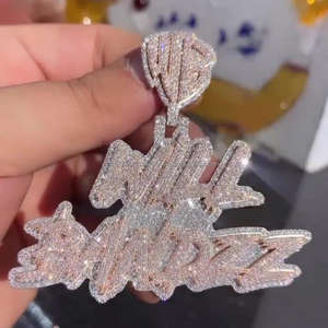 จี้เพชรที่ปลูกในแล็บส่วนบุคคลมี925ทึบสคริปต์ชื่อที่กำหนดเอง - Product Image 1