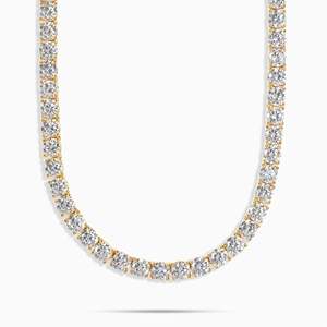 Collier chaîne tennis en argent sterling plaqué or 18 carats avec sertissage en canal, taille brillant rond, luxe unisexe pour usage quotidien - Product Image 1
