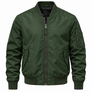 Premium & Breathable Custom Logo Print New Design Reasonable Price High Quality <b>Black</b> <b>Men's</b> Bomber Jacket with Stand Collar - Product Image 4