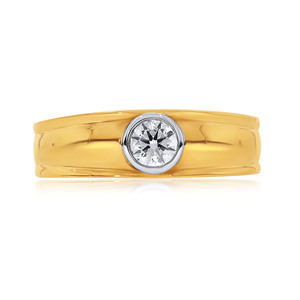 Spherical Simplicity <b>Men</b> Solitaire <b>Ring</b> Premium Yellow Gold Round Diamond Solitaire <b>Ring</b> <b>for</b> Women Classic Bezel Setting Wedding - Product Image 3