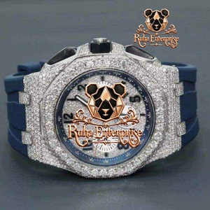 Elegante Reloj para Hombre con Correa de Goma Estampada, Adorno de Piedras Decorativas y Caja con Perfil Curvo - Product Image 6