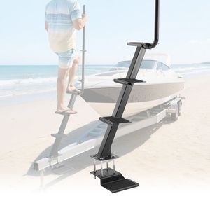 Gradini per Rimorchio Barca a 4 Livelli in Acciaio al Carbonio Rinforzato con Superficie Antiscivolo e 3 Angoli di Montaggio - Product Image 1