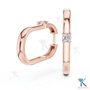 Lab Grown CVD Diamond Solitaire Round Brilliant Cut <b>Hoop</b> <b>Earrings</b> Luxury Minimalist 14K <b>Solid</b> Gold Women's Wedding Party Jewelry - Product Image 6