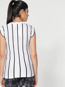 เสื้อกล้ามกีฬาผู้หญิงสีขาวลายทาง ปักลายดอกกุหลาบ คอกลม สไตล์สปอร์ต - Product Image 2