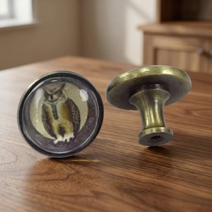 <b>Brass</b> Round Furniture <b>Knob</b> with Owl Design for Drawer Cabinet Home Office Use - Product Image 6