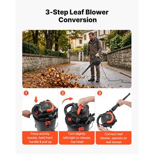 11 Gallon 3-in-1 <b>Portable</b> Shop Vac 4.5 Peak HP Wet Dry <b>Vacuum</b> Cleaner with Dual-Filter 1350W Input Power Blower - Product Image 3