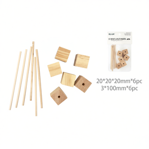 Set di blocchi e bastoncini in legno ILAN 20x20x20mm 6 pezzi 3x100mm 6 pezzi per artigianato - Product Image 1