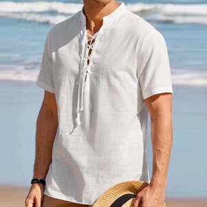 T-shirt à manches courtes pour homme, style écossais Ghillie, avec lacets, motif celtique, décontracté, streetwear, personnalisable, fournisseur OEM en gros - Product Image 4