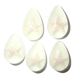 Starfish Real Specimen Plastic Cabochon Pear Shape Cut <b>Top</b> 33x22 mm Glow Flat Bottom for Crafts and Jewelry Making - Product Image 5