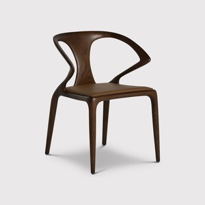 Modern Midcentury Wood <b>Armchair</b> Upholstered Leather Seat <b>Dining</b> Chair Home Furniture - Product Image 6