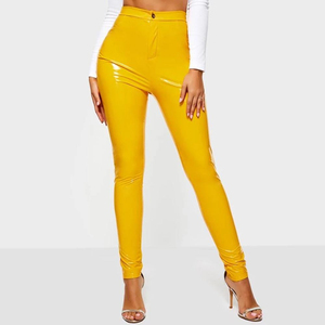 Pantalon en cuir PU pour femme, professionnel, décontracté, respirant, écologique, hiver, taille élastique, streetwear, coupe slim droite - Product Image 3