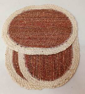Set de table rond décoratif en jute naturel tressé à la main avec une tressage en corde de coton, idéal pour les tables de salle à manger de style farmhouse, parfait pour les hôtels. - Product Image 2