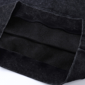 Unisex Vintage Hooded <b>Fleece</b> Pullover Sweatshirt Solid <b>Black</b> Cotton Quick Dry Regular Fit Front Pocket Autumn Wear - Product Image 6