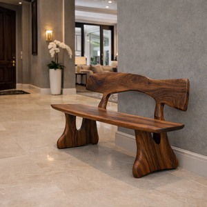 Banc d'extérieur Luxali C008 en noyer massif, fabriqué à la main, design moderne, écologique, durable, 3 places, prix usine. - Product Image 2