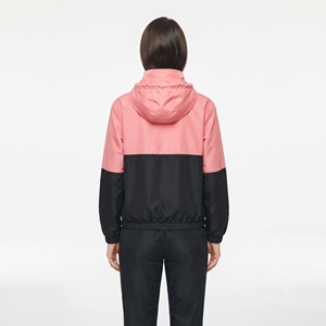 Custom Logo Women's Regular Fit <b>Nylon</b> Hooded Quarter Zip Color Block Sports Tracksuit Matching Athletic <b>Pants</b> Set - Product Image 2