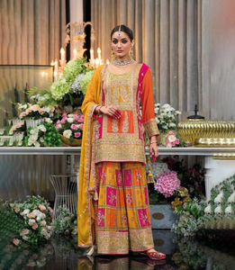 Traje Sharara de Georgette Sintético con Estampado Digital Zardosi Verde y Dupatta para Mujer, Ideal para Bodas Indias, Fiestas y Festivales - Product Image 3
