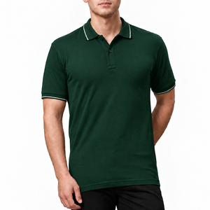 Polo pour homme en gros, manches courtes, uni, décontracté, pour le golf, avec logo personnalisé et bordure de couleur - Product Image 6
