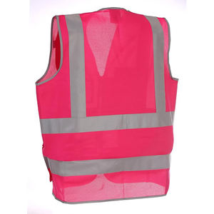 Chaleco de malla de alta visibilidad color lima, ANSI Clase 3, con cremallera frontal, 4 bolsillos y franjas reflectantes para seguridad. - Product Image 4