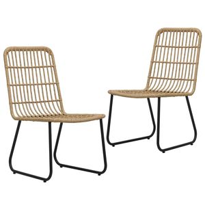 Ensemble de 2 chaises de jardin en chêne et rotin PE noir, robustes et standard - Product Image 1