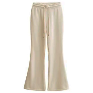 Pantalones de Forro Polar Acampanados para Mujer, Cintura Media, Pierna Ancha, Invierno, Encaje, Casual - Product Image 3