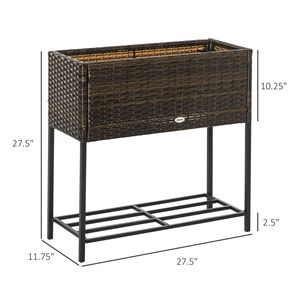 Classic 28\" High Elevated Rattan Planter <b>Box</b> <b>Tool</b> Storage Indoor/Outdoor <b>Garden</b> Raised Bed Square Design Medium Pots Giant - Product Image 3