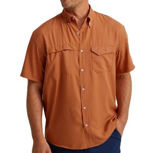 Men's High Quality <b>Button</b>-<b>Up</b> Fishing Shirts Custom UV Protection <b>Short</b> <b>Sleeve</b> Polyester and Cotton OEM Service Available - Product Image 1