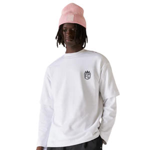 Camiseta de Manga Corta Oversize para Hombre, Blanca, de Algodón, Estilo Urbano, Casual, Venta al Por Mayor, Suministro de Fábrica OEM - Product Image 5