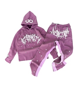 Survêtement pour homme à capuche avec logo personnalisé, lavage à l'acide, de haute qualité, en polyester/coton, streetwear, vêtements de sport tendance - Product Image 3