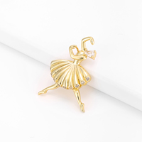 Breloques QIKU Fille Danseuse de Ballet, Pendentifs Mignons en Cristal, Breloques Métalliques Bling en Zircon Cubique pour la Fabrication de Bijoux et Colliers