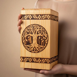 Personalized Memorial Wooden Urn Box Wooden Cremation Urn for Human Remains Walnut Wooden Funeral Urn Wholesale by AYAANS - Product Image 1
