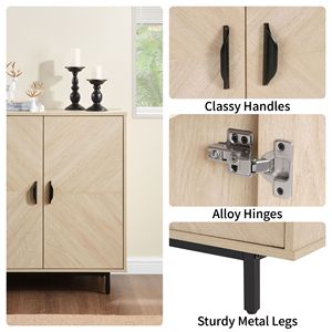 Mobile Decorativo Moderno Effetto Legno con Ante, Armadietto Contenitore per Soggiorno, Cucina, Ingresso, Credenza Buffet - Product Image 4