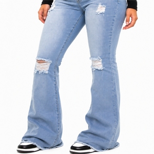 กางเกงยีนส์ผ้าฝ้ายพรีเมียมทรงตรงสำหรับผู้หญิง ขายส่งจากโรงงานผู้ผลิตโดยตรง รับออกแบบและสั่งพิมพ์ลายตามต้องการ - Product Image 4