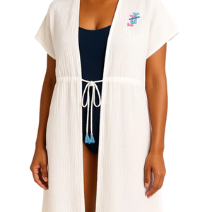 Kimono de Playa para Mujer Jack and Jill, Blanco, Ligero, de Gasa de Algodón, Elegante y Fresco para el Verano - Product Image 6