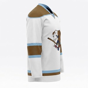 Sweat à capuche de hockey sur glace personnalisé avec logo de chien de dessin animé, col en V, manches longues, impression sublimée, unisexe, adulte, tissu polaire respirant - Product Image 3