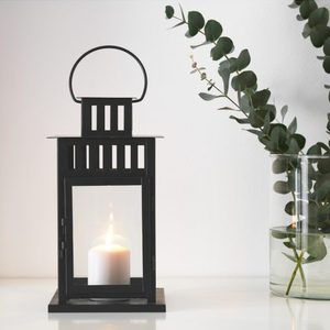 Lanterne rectangulaire en métal noir poli, fabriquée à la main, écologique, durable, porte-bougie en fer pour l'extérieur, pour le jardin, Noël - Product Image 2