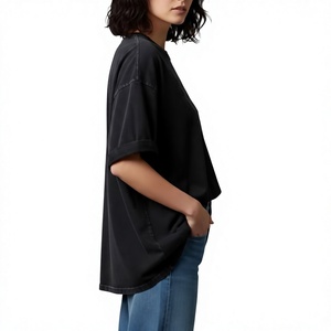 Camiseta de Mujer de Algodón 100% de Alta Calidad, 300GSM, Talla Grande, con Logotipo Impreso en DTF Personalizado, Camisetas de Mujer Más Vendidas - Product Image 6