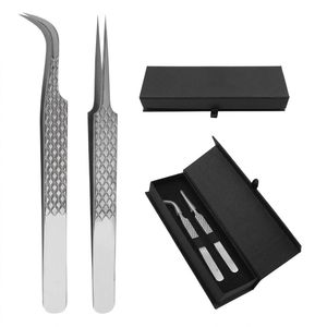 Pinzas de acero inoxidable con punta fina, herramienta de precisión, diseño curvo verde menta para colocación de extensiones de pestañas - Product Image 6