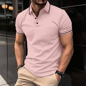 Camisa casual de manga corta de poliéster para hombre |   Camisa de Punto con Botones de Color Sólido |   Camisetas Blancas para Sublimación Personalizada - Product Image 5