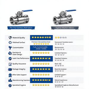 Válvula de bola sanitaria de acero CF8M/CF3M de 3 piezas 3A/BPE estándar (con junta de alta resistencia), sellado manual de PTFE, conexión Tri-Clamp, calidad premium - Product Image 4